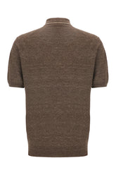 Melange brown linen blend polo shirt -  | High Quality Luxury Handbag Shop