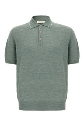 Melange green linen blend polo shirt -  | High Quality Luxury Handbag Shop