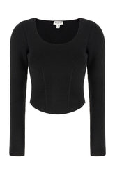 Black stretch wool blend top -  | High Quality Luxury Handbag Shop