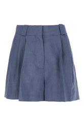 Cerulean blue linen shorts -  | High Quality Luxury Handbag Shop