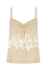 Beige linen blend top -  | High Quality Luxury Handbag Shop