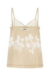 Beige linen blend top -  | High Quality Luxury Handbag Shop