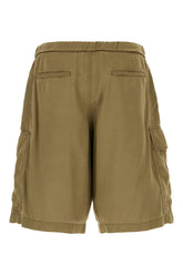 Olive green lyocell bermuda shorts -  | High Quality Luxury Handbag Shop