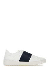 White leather Open sneakers with blue navy band -  | High Quality Luxury Handbag Shop