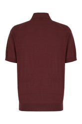 Burgundy silk blend polo shirt -  | High Quality Luxury Handbag Shop