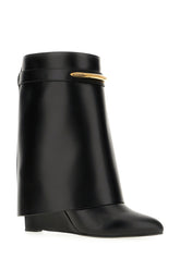 Black leather Shark ankle boots -  | High Quality Luxury Handbag Shop