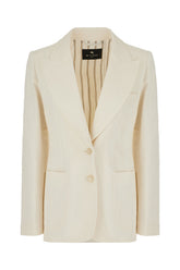 White stretch cotton blend blazer -  | High Quality Luxury Handbag Shop
