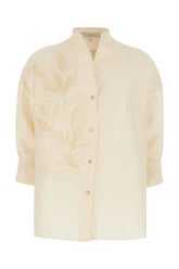 Camicia in misto lino avorio -  | High Quality Luxury Handbag Shop