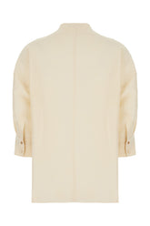 Camicia in misto lino avorio -  | High Quality Luxury Handbag Shop