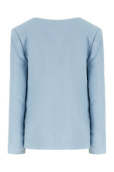 Light blue viscose blend blazer -  | High Quality Luxury Handbag Shop