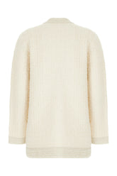 Ivory stretch wool blend cardigan -  | High Quality Luxury Handbag Shop