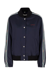 Midnight blue acetate blend padded bomber jacket -  | High Quality Luxury Handbag Shop
