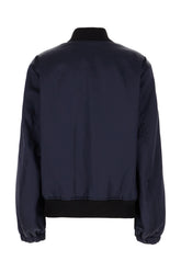 Midnight blue acetate blend padded bomber jacket -  | High Quality Luxury Handbag Shop