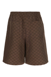 Chocolate linen blend bermuda shorts -  | High Quality Luxury Handbag Shop