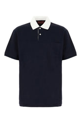 Navy blue stretch cotton polo shirt -  | High Quality Luxury Handbag Shop