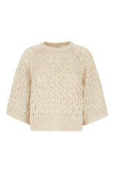 Sand silk blend sweater -  | High Quality Luxury Handbag Shop