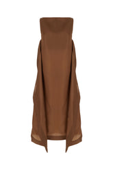 Chocolate silk long dress -  | High Quality Luxury Handbag Shop