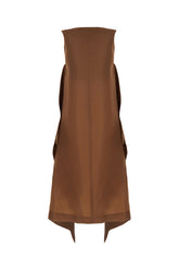 Chocolate silk long dress -  | High Quality Luxury Handbag Shop