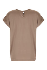 Brown stretch silk top -  | High Quality Luxury Handbag Shop