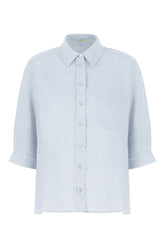 Light blue linen blend shirt -  | High Quality Luxury Handbag Shop