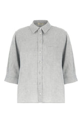 Grey linen blend shirt -  | High Quality Luxury Handbag Shop
