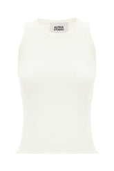 White viscose blend tank top -  | High Quality Luxury Handbag Shop