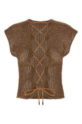 Brown cotton blend top -  | High Quality Luxury Handbag Shop