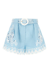 Light blue linen shorts -  | High Quality Luxury Handbag Shop
