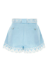 Light blue linen shorts -  | High Quality Luxury Handbag Shop