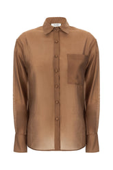 Camicia in misto lyocell marrone -  | High Quality Luxury Handbag Shop