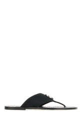Black fabric and leather thong sandals -  | High Quality Luxury Handbag Shop