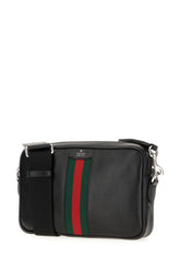 Black leather small Web Trademark crossbody bag -  | High Quality Luxury Handbag Shop