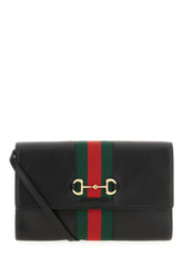 Black leather Horsebit Web shoulder bag -  | High Quality Luxury Handbag Shop