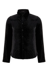 Black stretch velvet shirt -  | High Quality Luxury Handbag Shop