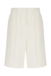 White linen blend bermuda short -  | High Quality Luxury Handbag Shop