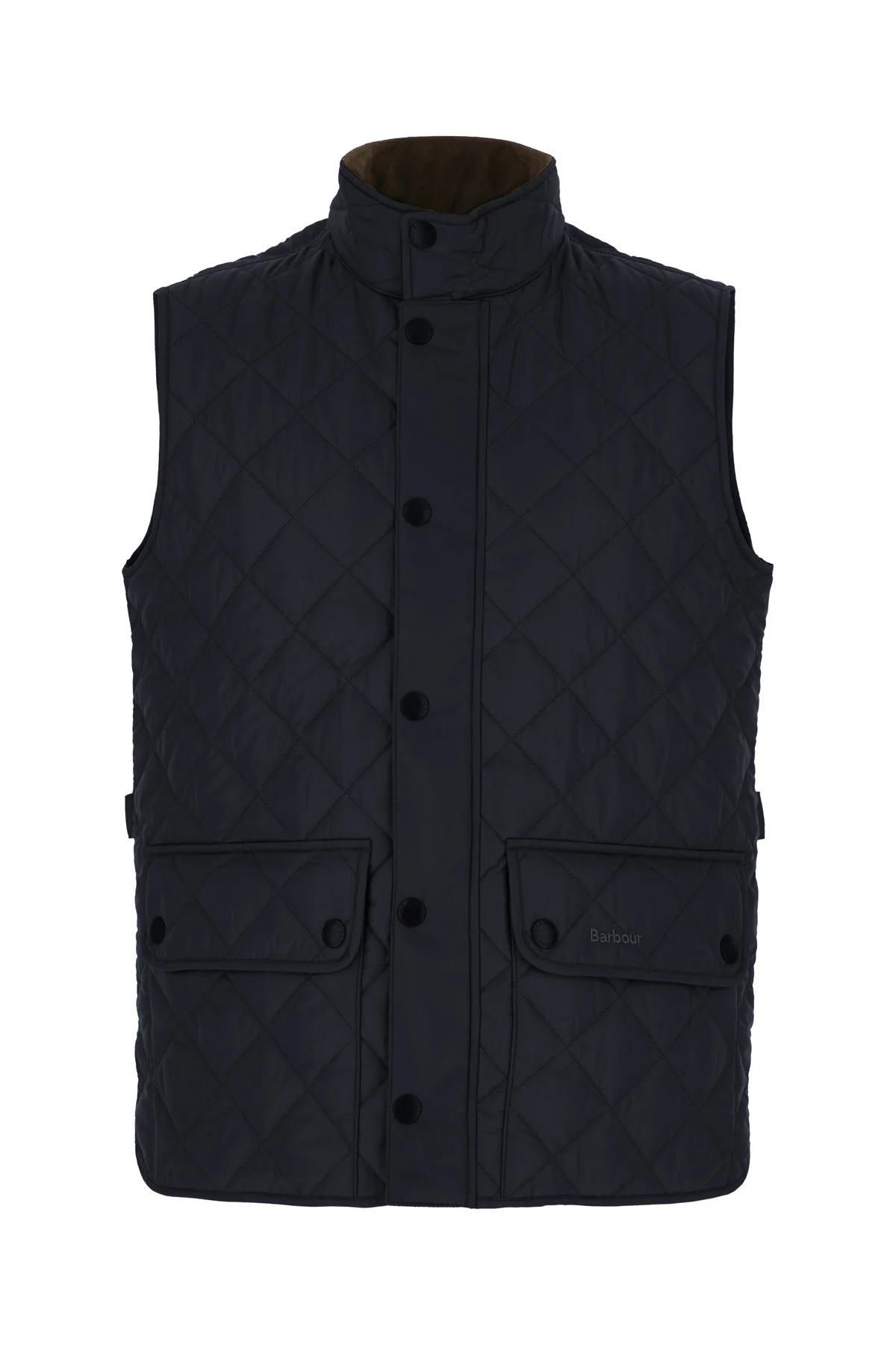 Navy blue polyester padded sleeveless jacket -  | High Quality Luxury Handbag Shop
