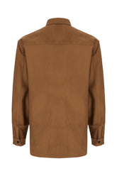 Brown stretch linen blend shirt -  | High Quality Luxury Handbag Shop