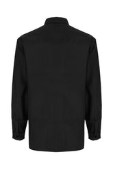 Black stretch linen blend shirt -  | High Quality Luxury Handbag Shop