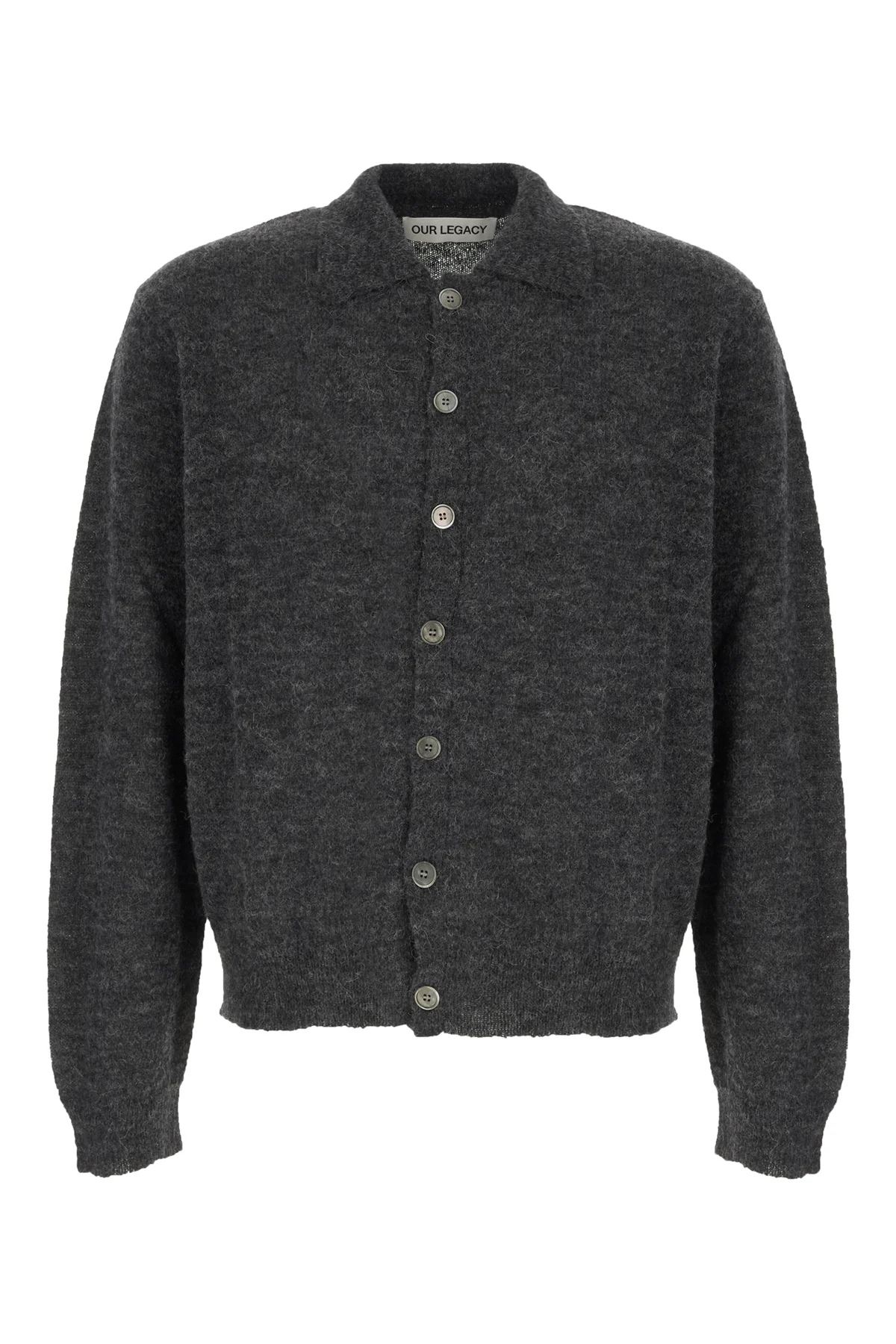 Charcoal stretch alpaca blend cardigan -  | High Quality Luxury Handbag Shop