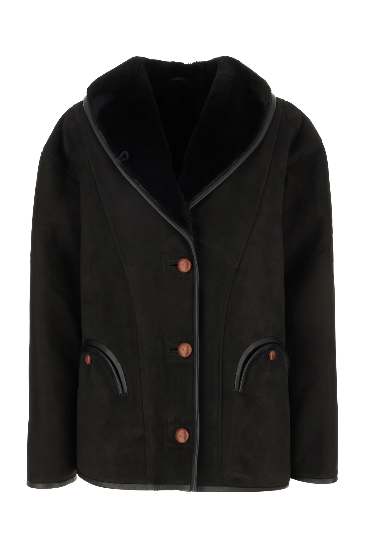 Black shearling jacket -  | High Quality Luxury Handbag Shop