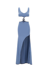 Air force blue stretch nylon dress -  | High Quality Luxury Handbag Shop