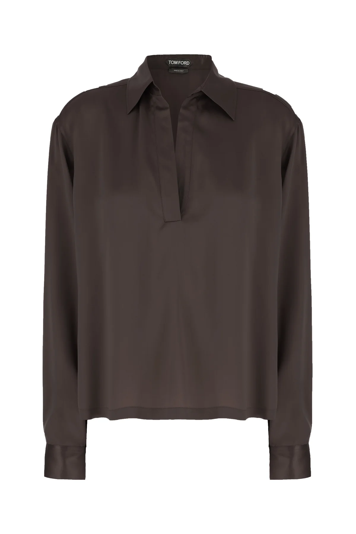 Dark brown silk shirt -  | High Quality Luxury Handbag Shop