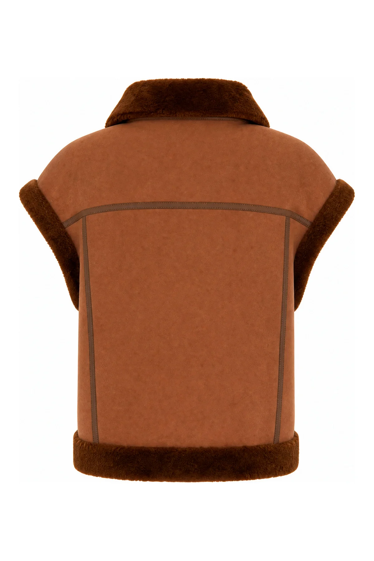 Chocolate eco shearling reversible sleeveless jacket -  | High Quality Luxury Handbag Shop
