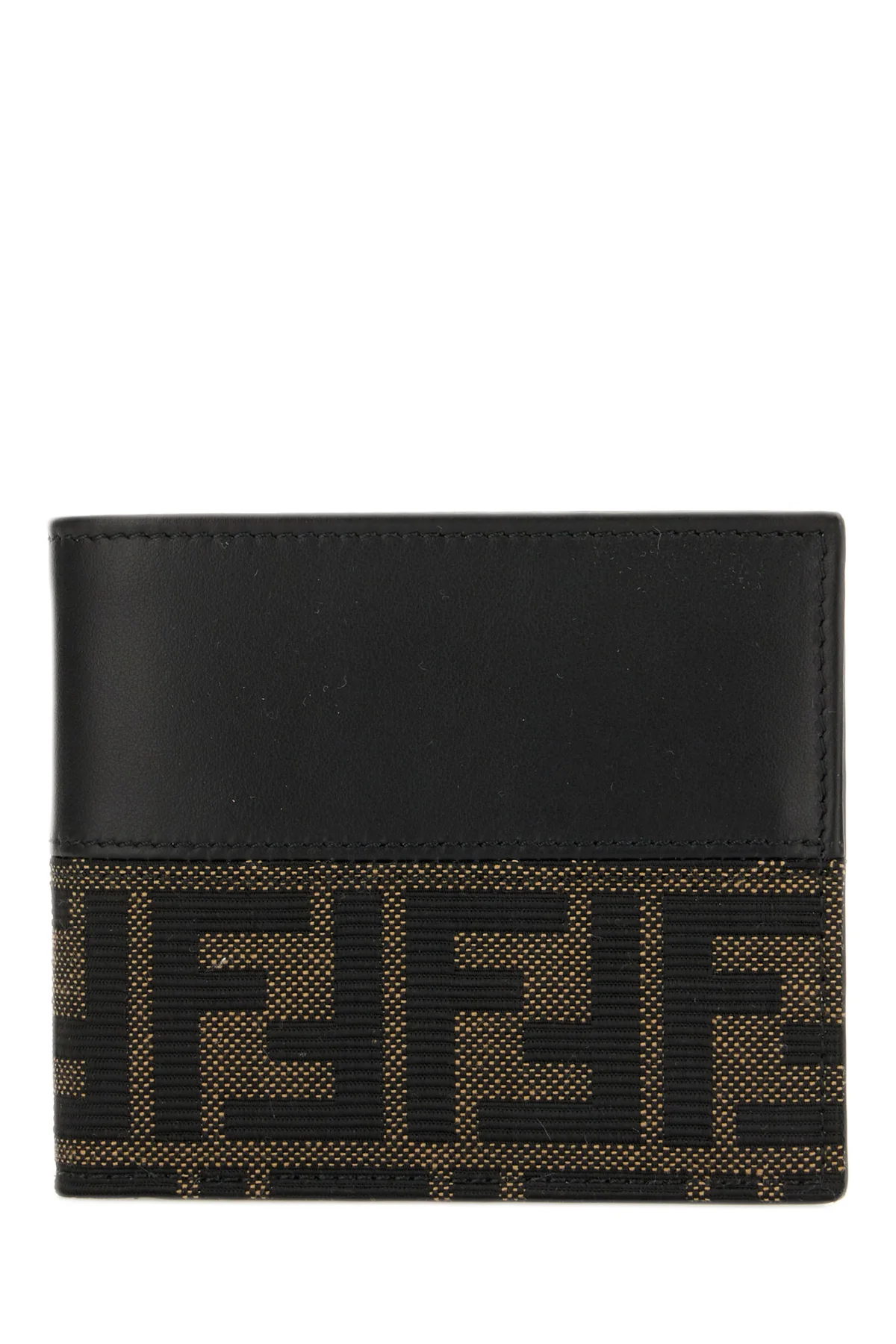 Dark brown leather and fabric wallet -  | High Quality Luxury Handbag Shop