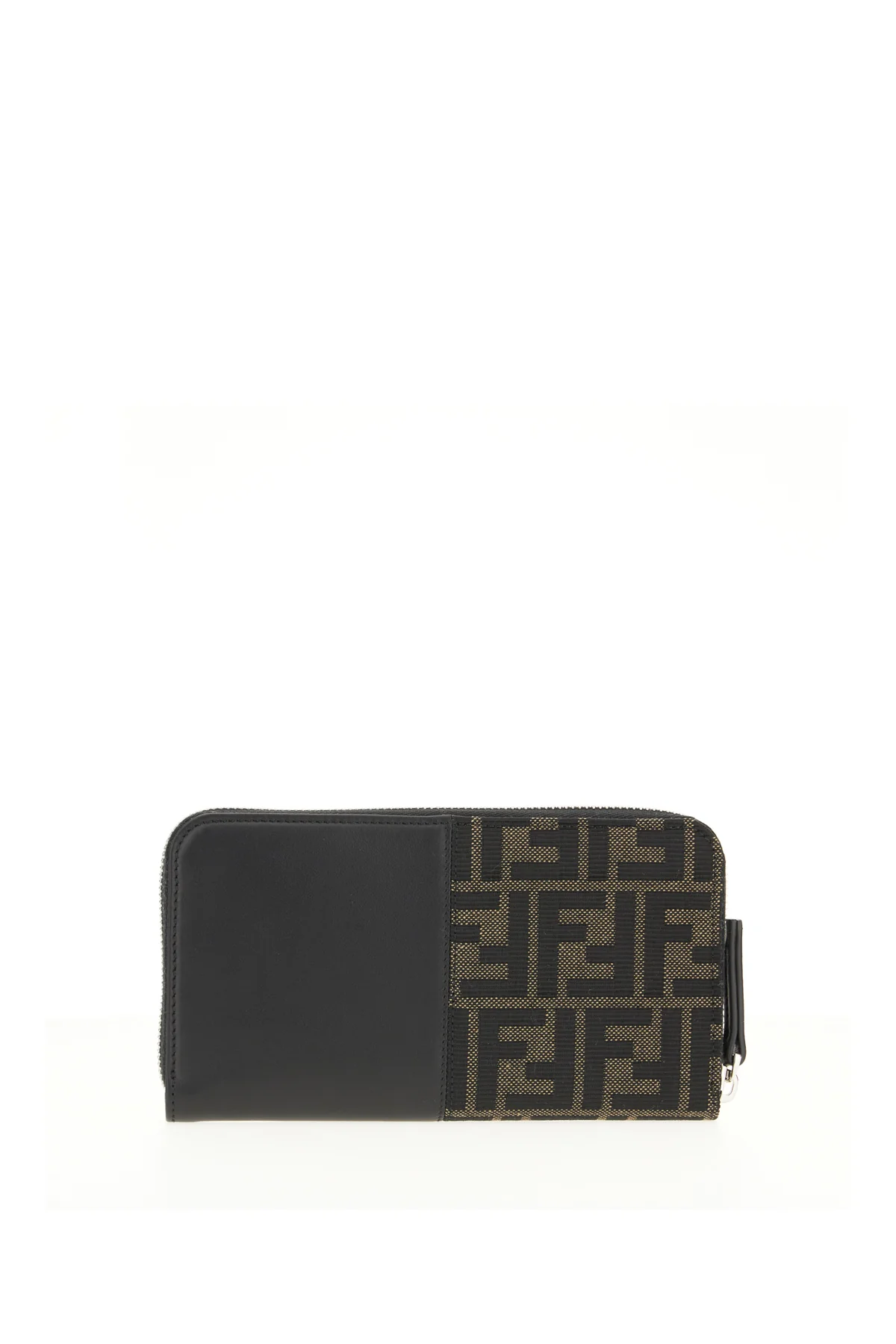 Dark brown leather and fabric wallet -  | High Quality Luxury Handbag Shop