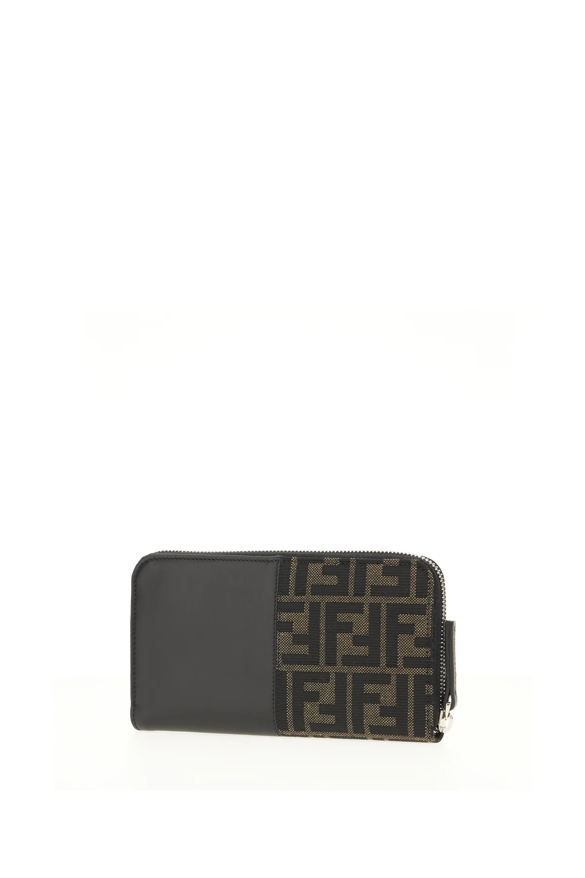Dark brown leather and fabric wallet -  | High Quality Luxury Handbag Shop
