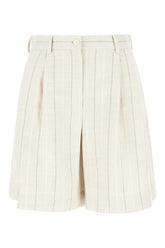 Embroidered linen blend bermuda shorts -  | High Quality Luxury Handbag Shop